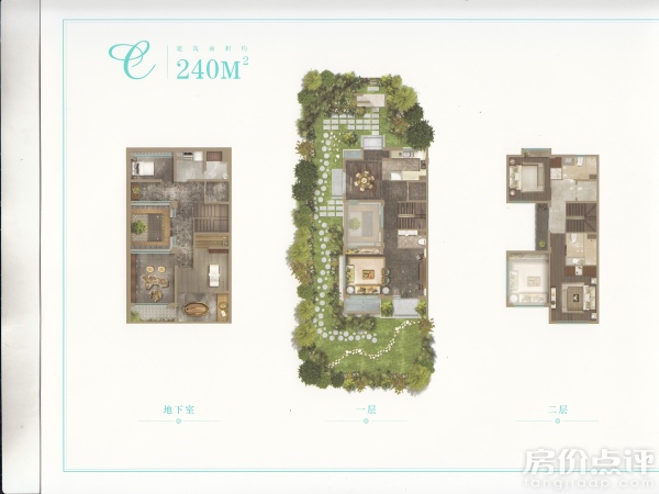 户型图-240㎡-一二层+地下室