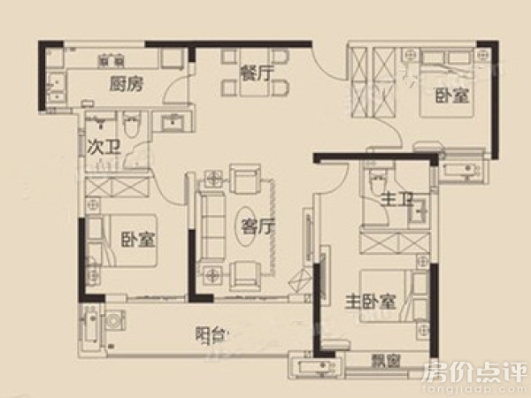 户型图-114平米三房